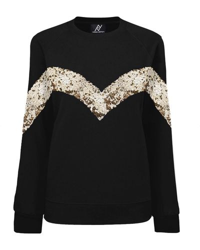 Angelika Jozefczyk Elegant Sweatshirt With Golden Sequins - Black