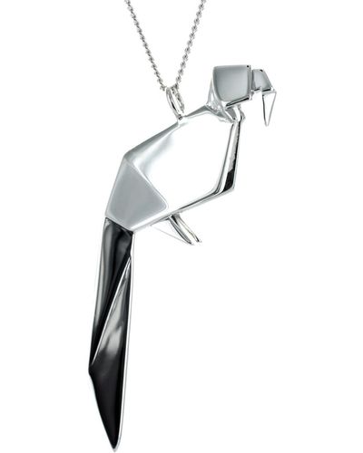 Origami Jewellery Sterling Silver Parrot Origami Necklace - Metallic