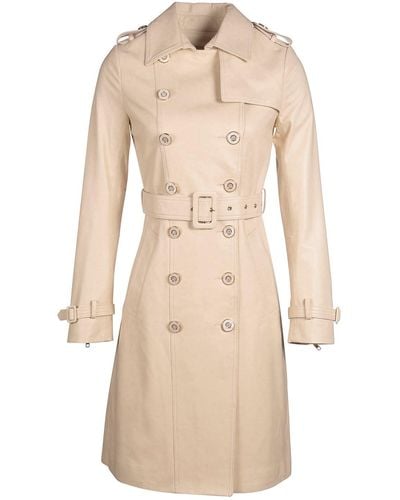 Santinni Neutrals 'belle Du Jour' 100% Leather Trench Coat In Crema - Natural