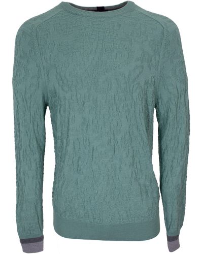 lords of harlech Colin Jacquard Merino Paisley Jumper In Mint - Green