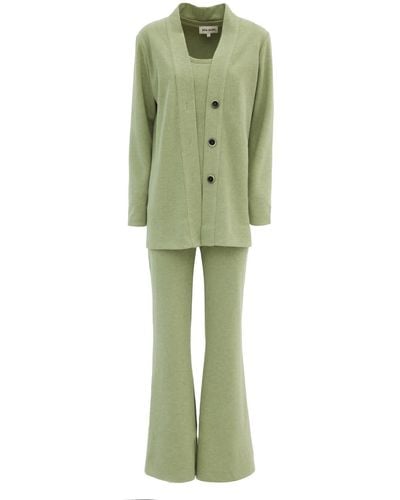 Julia Allert Casual Woolly Three-piece Suit - Green