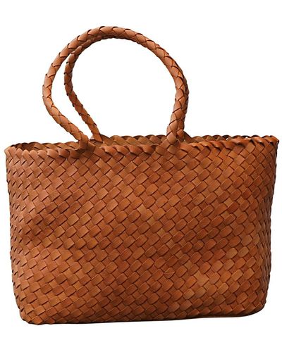 Rimini Woven Leather Handbag 'maura' - Brown