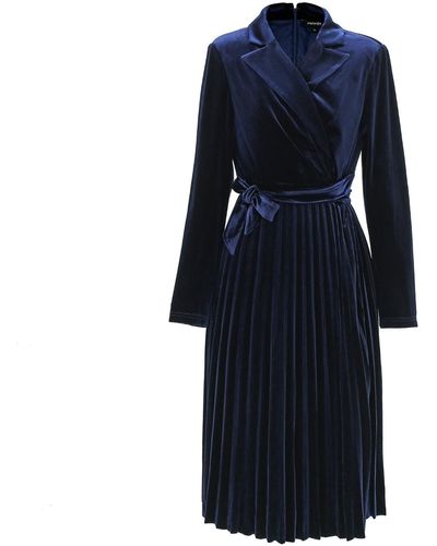 Smart and Joy Velvet Wrap Dress - Blue