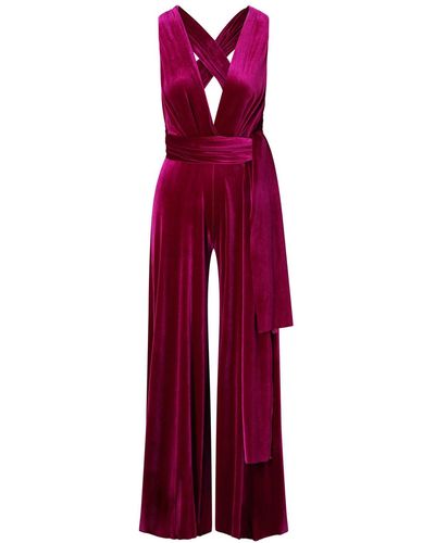 Beatrice von Tresckow Pink Velvet Jumpsuit - Red