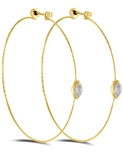 Genevieve Collection 18k Yellow Gold Marquise Shape Hoop Earring - Metallic