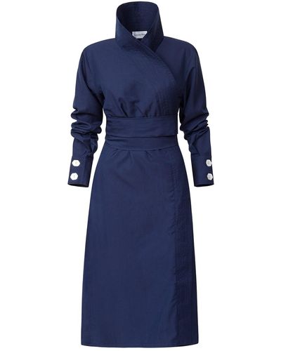 LA FEMME MIMI Nocturne Wrap Shirt Dress - Blue