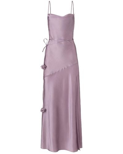 Lita Couture Floor Lenght Satin Dress In Purple
