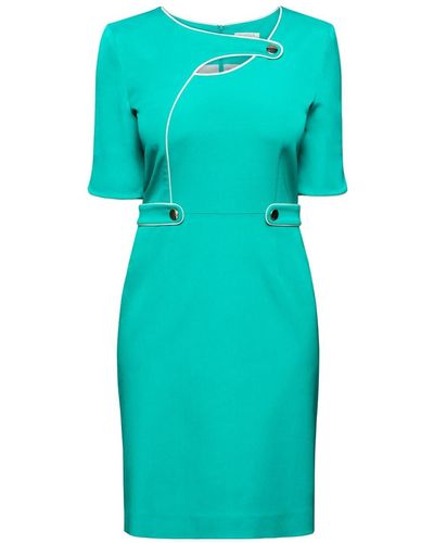 Rumour London Francesca Aqua Dress With Keyhole Tab Neckline - Green