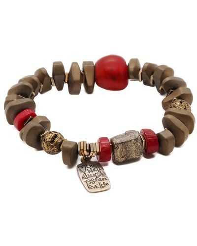 Ebru Jewelry Love Life Vintage Mantra Bracelet - Brown