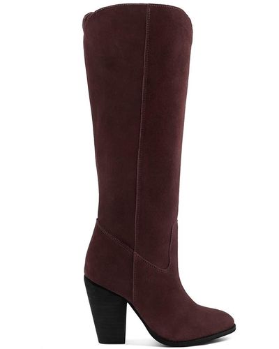 Rag & Co Great-storm Burgundy Suede Leather Calf Boots - Brown
