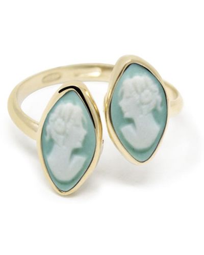 Vintouch Italy Mariana Gold-plated Cameo Ring - Green