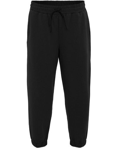 anou anou Comfort Fit Pants With Pleated Ankles In - Black