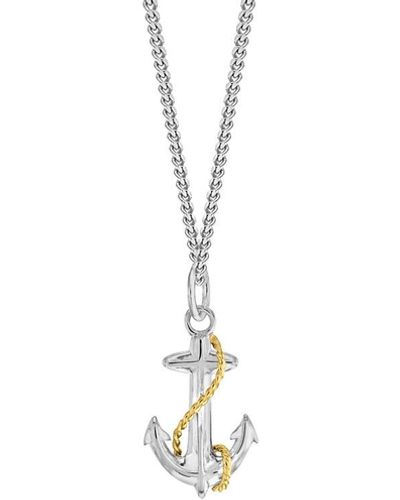 True Rocks Mini Anchor Pendant Sterling With 18kt Gold-plate Detail - Metallic