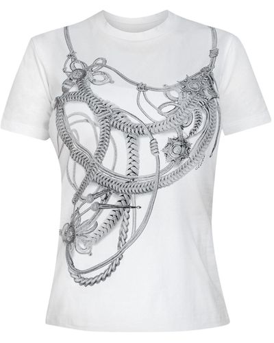 Cliché Reborn Oversized Print T-shirt Silver Chains - White