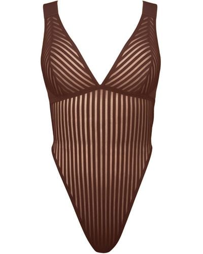 MONIQUE MORIN LINGERIE Vertigo X Back Bodysuit Cocoa - Brown