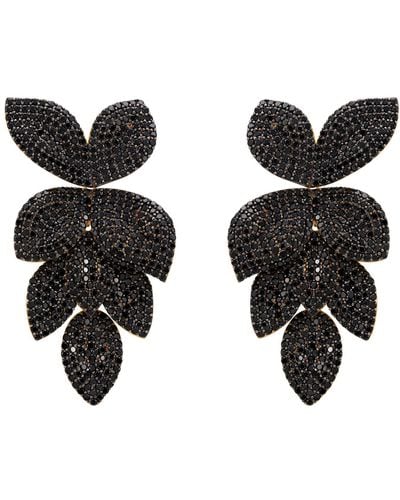 LÁTELITA London Petal Cascading Flower Earrings Gold Black Cz