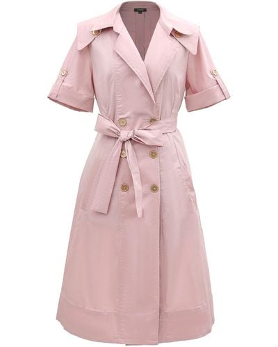 Smart and Joy Cotton Trench Coat Dress - Pink