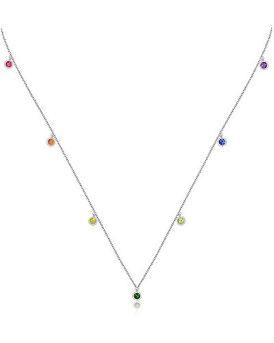 Genevieve Collection 18k Gold Raindow Color Gemstone Necklace / Choker - Metallic