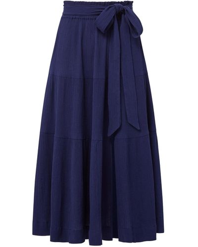 Change of Scenery Jenni Cotton Tie-waist Maxi Skirt - Blue