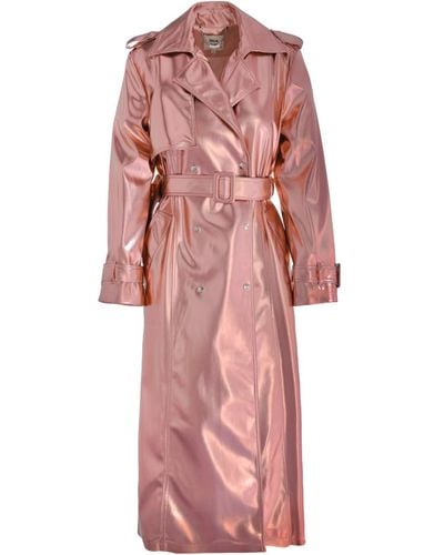 Julia Allert Faux Leather Midi Wrap Trench - Pink