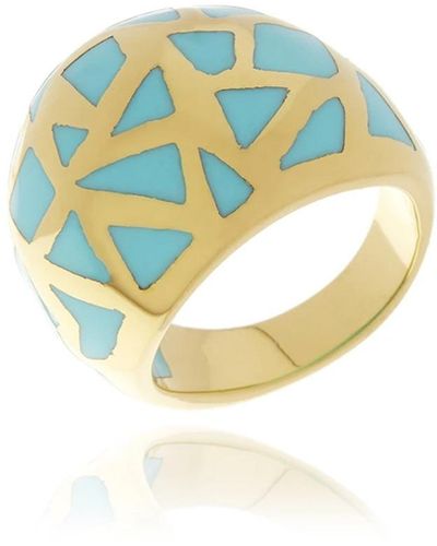 Georgina Jewelry Turquoise Resin Gold Ring - Blue