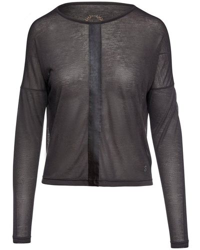 Conquista Dark Top With Faux Leather Detail - Black