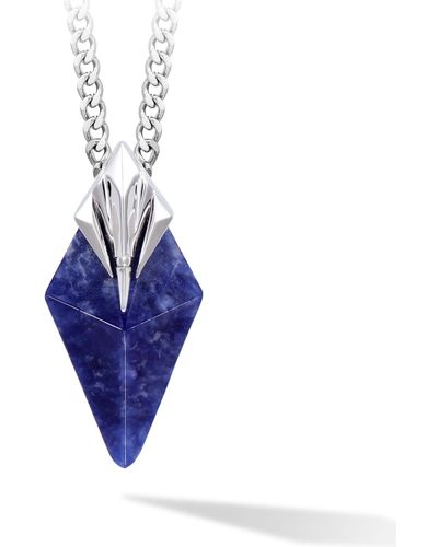 AWNL Poseidon Trident Sodalite Stainless Necklace - Blue
