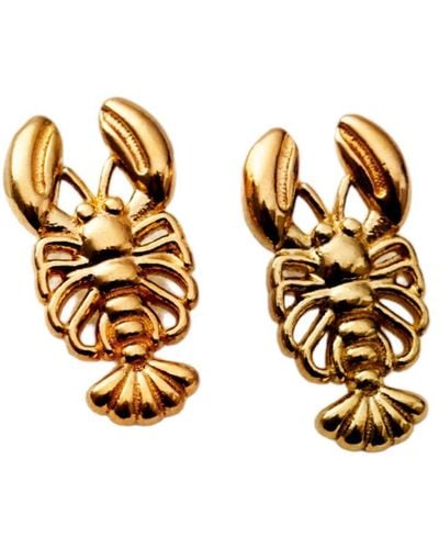 Posh Totty Designs Yellow Gold Plated Lobster Stud Earrings - Metallic