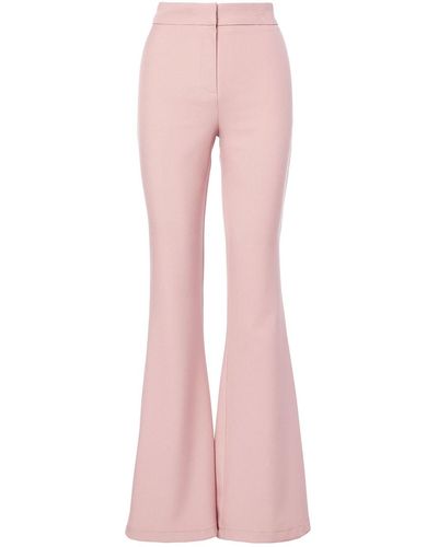 BLUZAT Pastel Pink High-waisted Flared Trousers