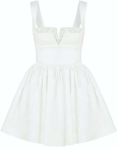 NAZLI CEREN Leanne Satin Mini Dress In Lily - White