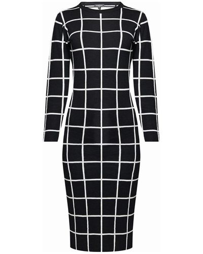 Rumour London Esther Monochrome Checked Jacquard Dress - Black