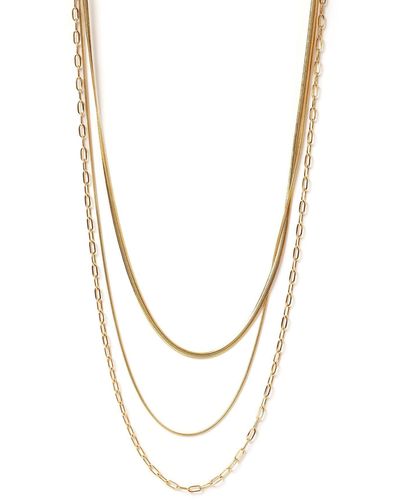 ARMS OF EVE Amour Triple Gold Necklace - Metallic