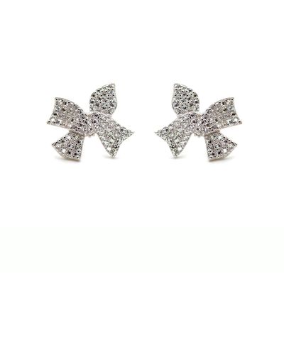 VicStoneNYC Fine Jewelry Bold Cute Ribbon Stud Earrings - Metallic