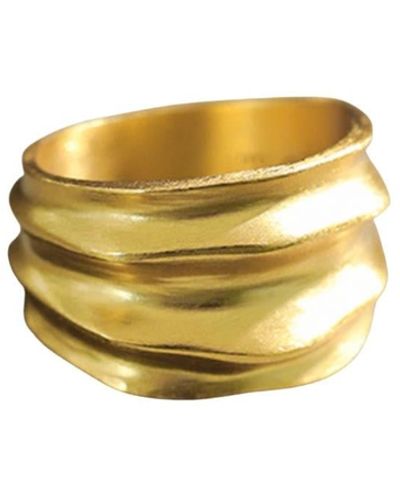Janus Edinburgh 18k Vermeil Kunene Solid Thick Sterling Silver Ring - Yellow