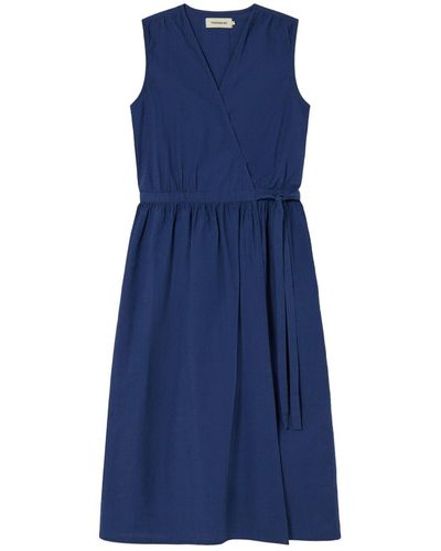 Thinking Mu Navy Seersucker Amapola Dress - Blue