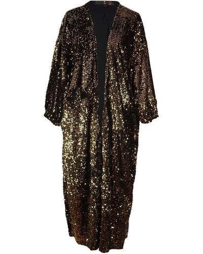 Jennafer Grace Gold Sequin Cocoon Jacket - Black