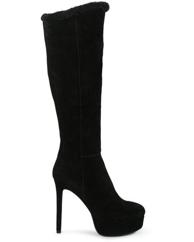 Rag & Co Saldana High Platfrom Heel Microfiber Calf Boots - Black