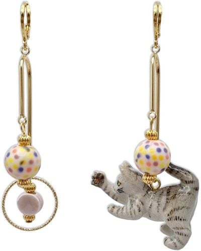 Midnight Foxes Studio Playful Cat Earrings - Metallic