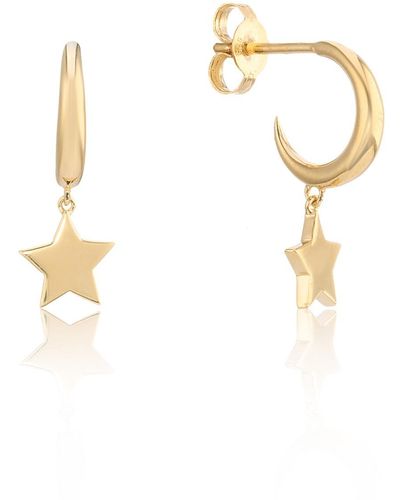 Auree Alta Gold Vermeil Moon Hoop Earrings With Star Drops - Metallic
