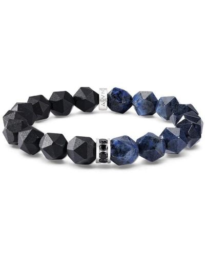 AWNL Black Onyx & Dumortierite Bracelet With Sterling Silver - Blue