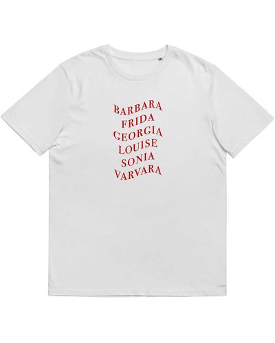 Kikina Designs Female Artists Names Unisex Organic Cotton T-shirt - White