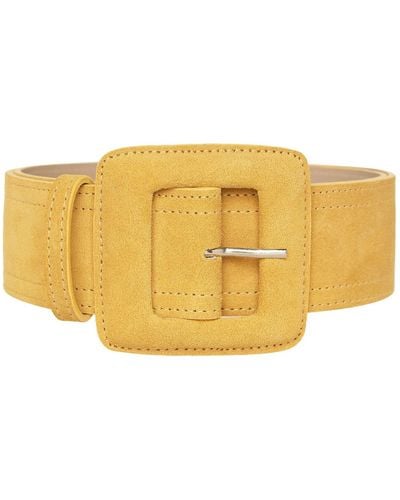 BeltBe Suede Square Buckle Belt - Yellow