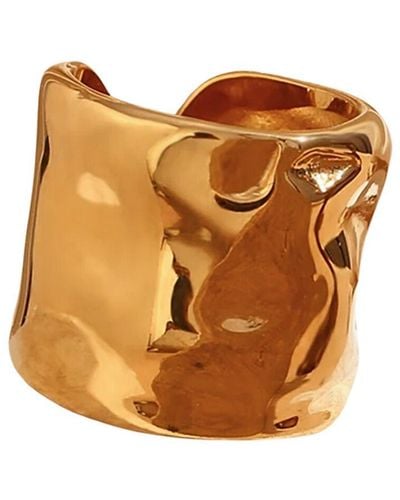 Olivia Le Abstract Wave Open Ring - Brown