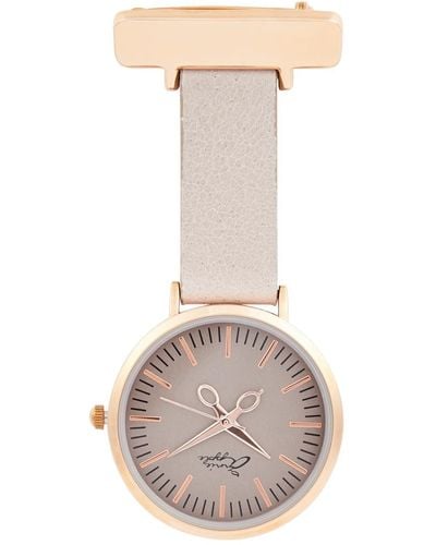 Bermuda Watch Company Annie Apple Rose Gold Leather Nurse Fob Watch Index Dial - Gray