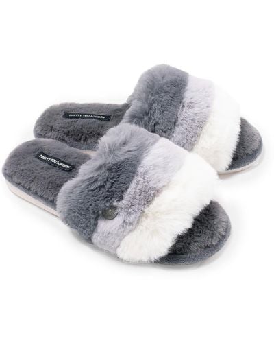 Pretty You London Charley Supersoft Slider Slippers In - Grey