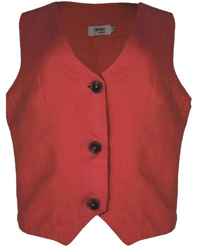 Larsen and Co Pure Linen Valencia Waistcoat In Copper - Red