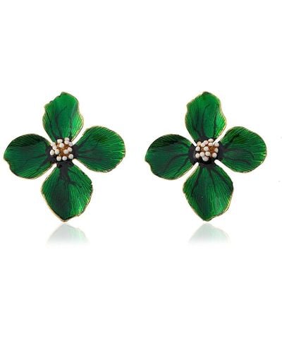 Milou Jewelry Clover Flower Earrings - Green