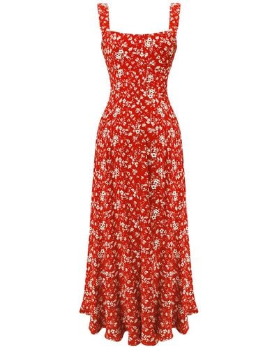 Lily Phellera Omahyra Floral Summer Maxi Dress - Red