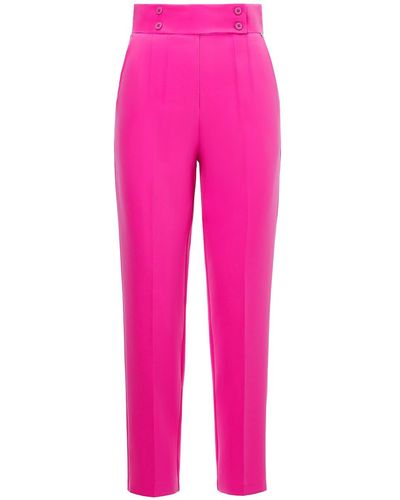 Nissa High Waisted Slim Trousers Fuchsia - Pink