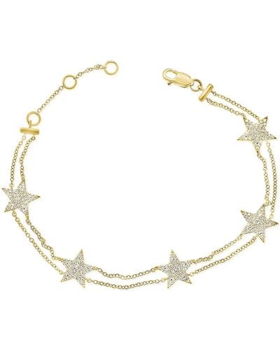 770 Fine Jewelry Double Chain Pave Star Bracelet - Metallic